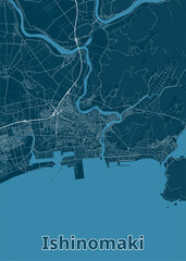 Ishinomaki, Japan artistic map poster