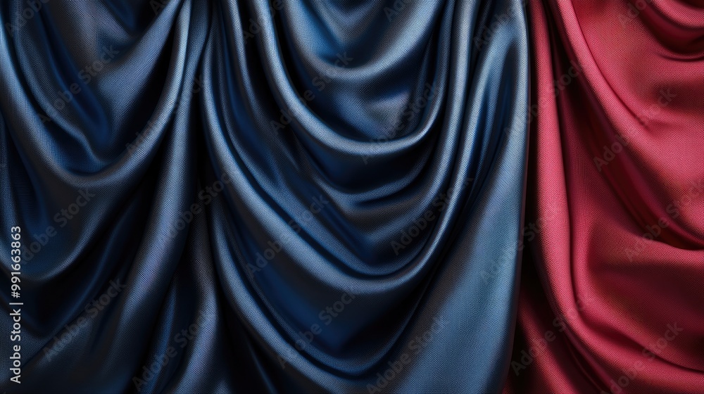 Poster A luxurious abstract curtain background with rich, deep colors and smooth, flowing fabric creating an elegant, high-end atmosphere