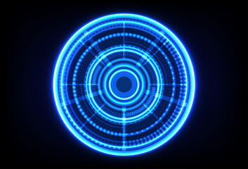 Abstract digital technology circle dark background. Design for ring, sphere, circle,world, planet, vector, technology, digital, machine, energy, power.