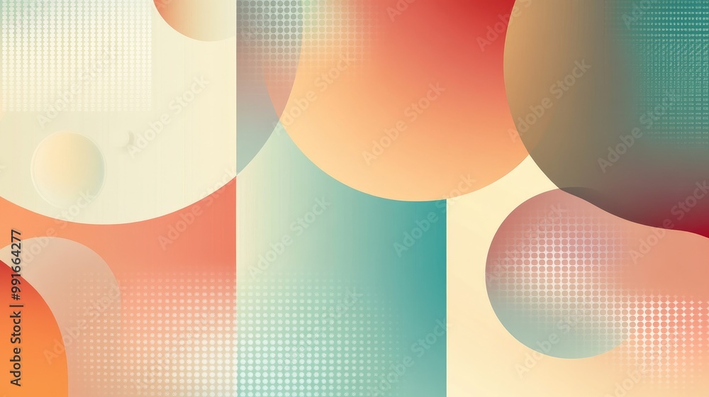 Poster a modern abstract banner with geometric shapes in soft, gradient colors, combining rectangles and ci