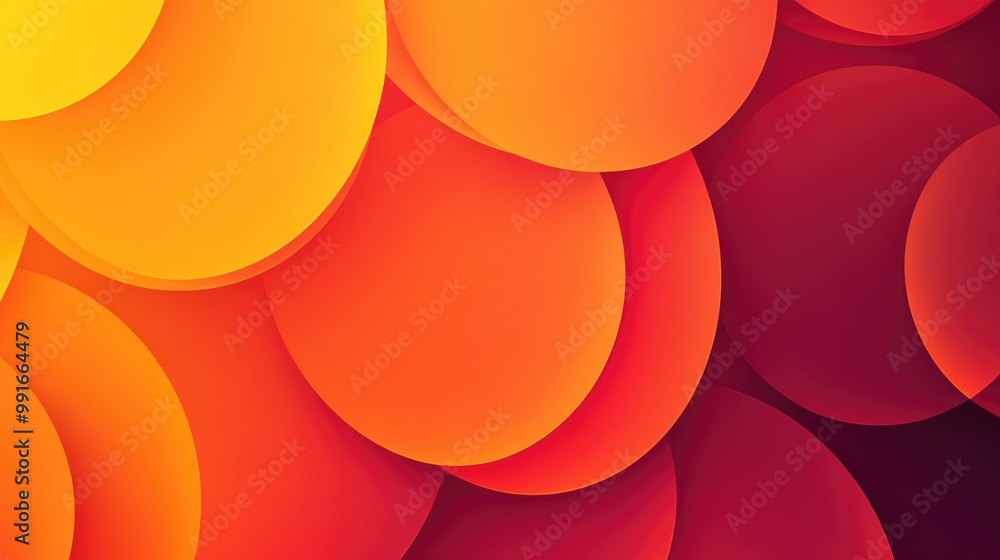 Aufkleber a modern fluid gradient background of layered geometric circles in shades of orange and red, creatin