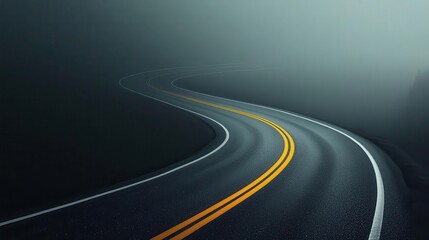 Obraz premium Minimalist road with faint, blurred lines, barely discernible in the darkness, blurred lines, uncertain path