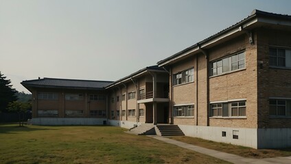 Fototapeta premium Exterior view of a Japanese school building.