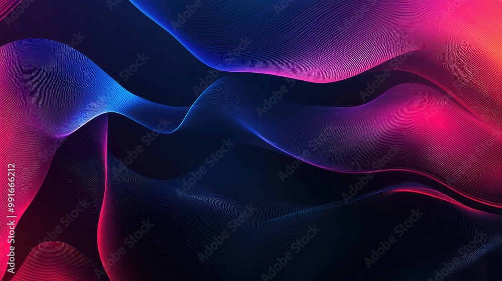 Poster a sleek, abstract banner with a combination of geometric shapes and flowing lines, creating a futuri