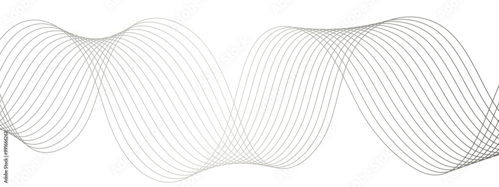Aufkleber undulate grey wave swirl, frequency sound wave, twisted curve lines with blend effect. vector busine