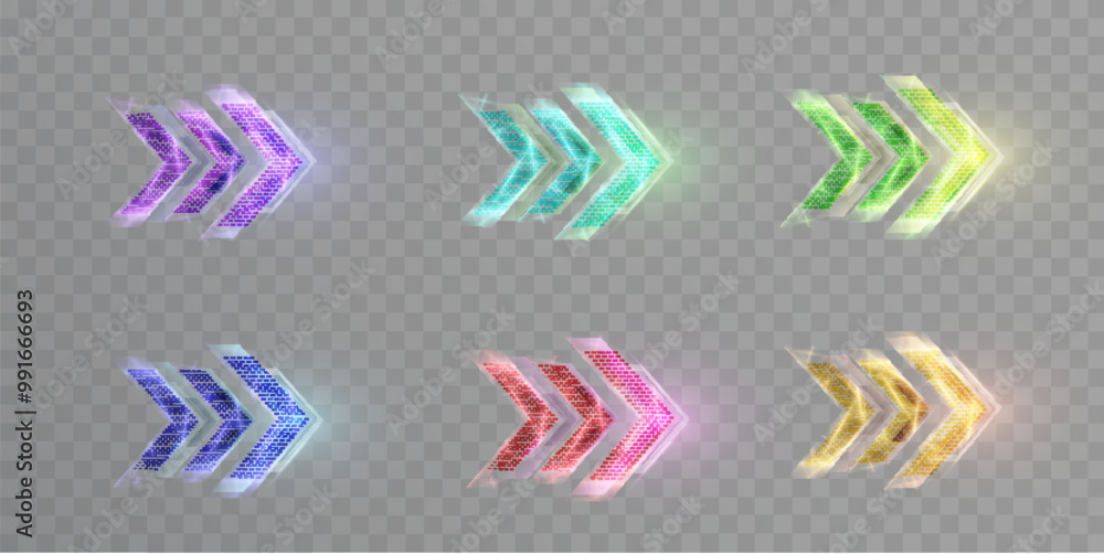 Leinwandbilder Light effect of high speed movement of light high speed bright arrow bright glow. Dynamic movement of high speed arrow of light energy on transparent background. Vector
