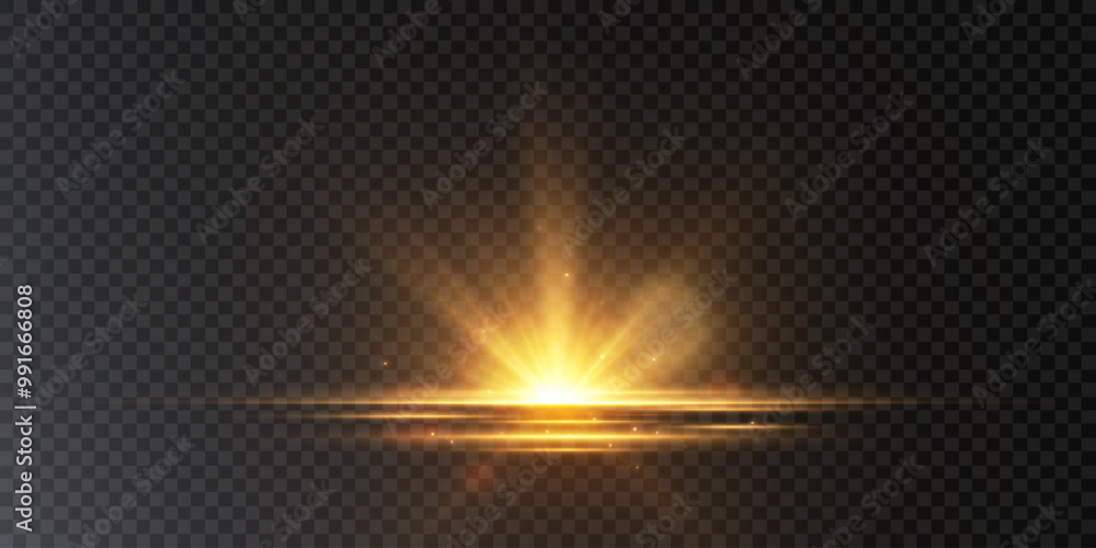 Aufkleber abstract glowing golden vertical lighting lines on a dark background. bright light explosion of sun 