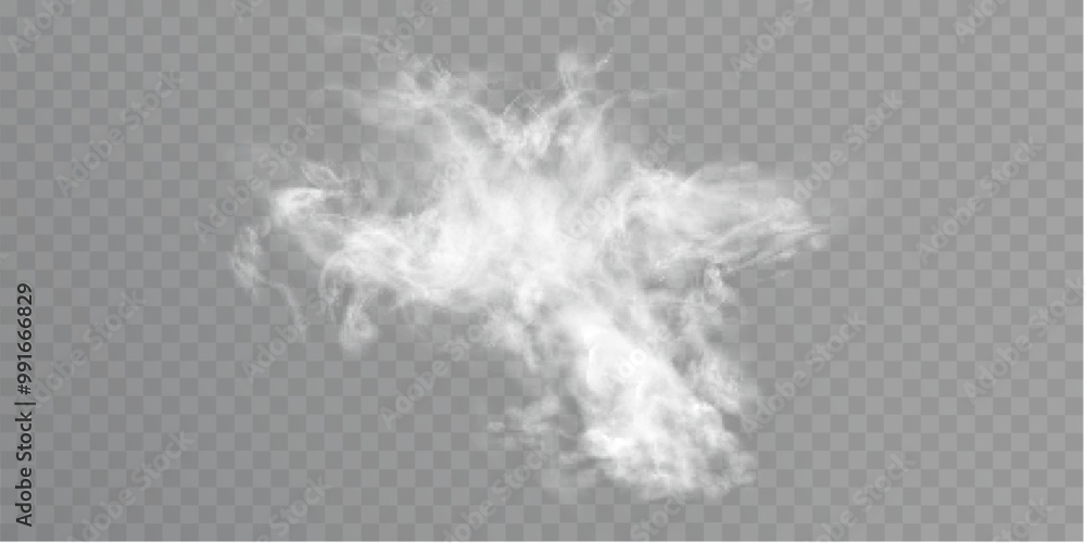 Fototapete white translucent smoke png steam cloud fog smog background. vector special overlay effect isolated 