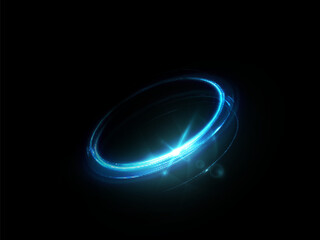 Obraz premium Glowing blue swirl of bright lines. Abstract light effect for game design and vector illustration.