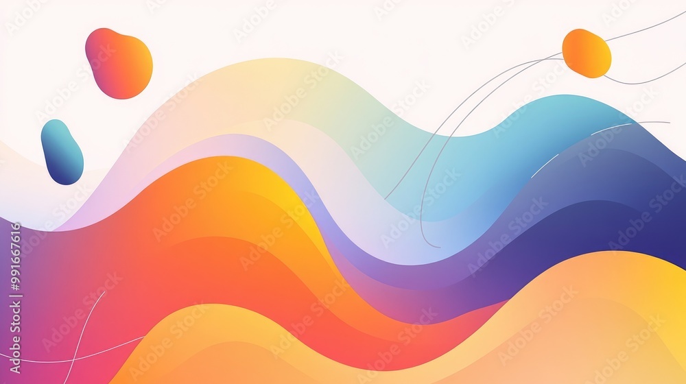 Poster an abstract banner with geometric shapes and curved lines, blending in soft gradients of color to cr