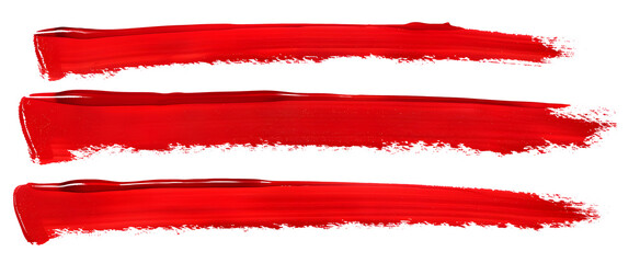 Set of red marker paint texture. Stroke isolated on white background