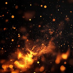 Fototapeta premium Fire embers particles over black background. Fire sparks background. Abstract dark glitter fire particles lights. generative ai
