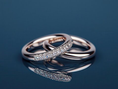 Diamond infinity ring, isolated on a mirrored surface, infinity ring, endless elegance