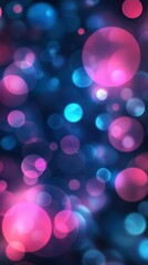A vibrant background featuring neon pink and blue faded circles with a bokeh effect, set against a dark backdrop, creating a striking and energetic visual.