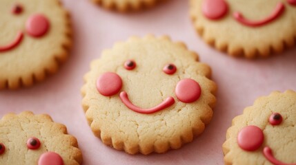 Ruddy Cookies Cheerful Smiles. Generative AI