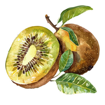 recommend clip art: Watercolor vector of Kiwi, isolated on a white background, and Kiwi vector