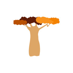 Autumn, cozy set Trees of leaves, and acorns. Vector illustration.