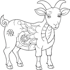 Goat coloring book page.