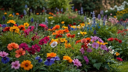 Garden flowers in bloom.