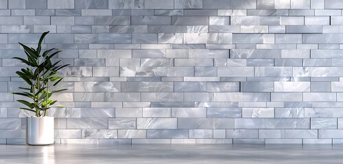 Sleek Crystal Brick Wall with Clean Aesthetics, Modern Minimalism