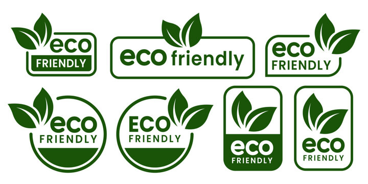 Set of eco friendly icons. Ecologic food stamps. Organic natural food labels.
