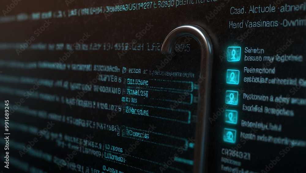 Poster glowing password field for cybersecurity.