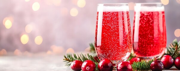 Festive Sparkling Cranberry Juice - Tart and Bubbly Refreshment with Fruity Sparkles in Vibrant Red for Celebrations and Special Occasions