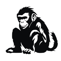 monkey  silhouette vector illustration  transparent background