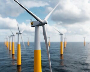 Floating wind farm with integrated energy storage and desalination facilities, floating wind farm, blue economy