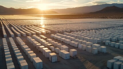 Fototapeta premium solar energy storage box in the desert