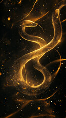 Naklejka premium Glowing Serpent with Ethereal Light Trails, Abstract Dark Background