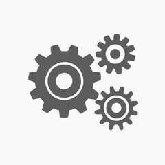 Fototapeta premium Gears in gray color on a plain background for engineering concepts