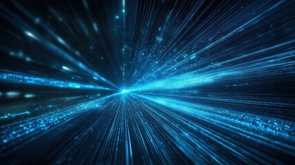 Obraz premium Radiant blue beams of light slicing through a holographic background, setting the tone for a futuristic, tech-driven design.