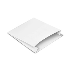 White blank small square paper bag. 3d mockup. Gusseted greaseproof food pouch package for french fries, fried foods, hamburgers, sweets, etc. Realistic vector mock-up. Template for design