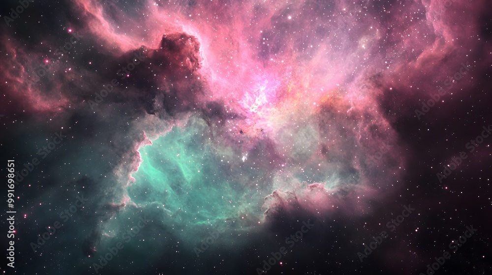 Wall mural outer space and fog of different colors