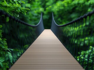 Obraz premium Sustainable bridge design made from recycled materials, spanning a river with a pedestrian walkway, recycled bridge, eco-infrastructure