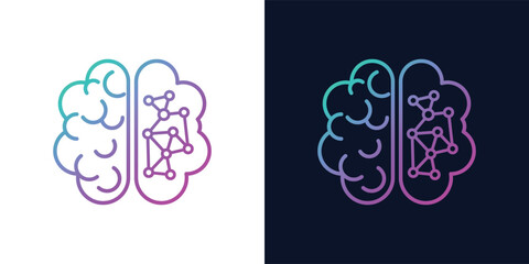 Artificial Intelligence AI Chip in Human Brain. Artificial Intelligence icon with Machine learning, digital skills, generative AI, AI technology, algorithm, virtual intelligence and future