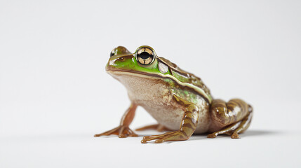 Green Tree Frog on White Background
