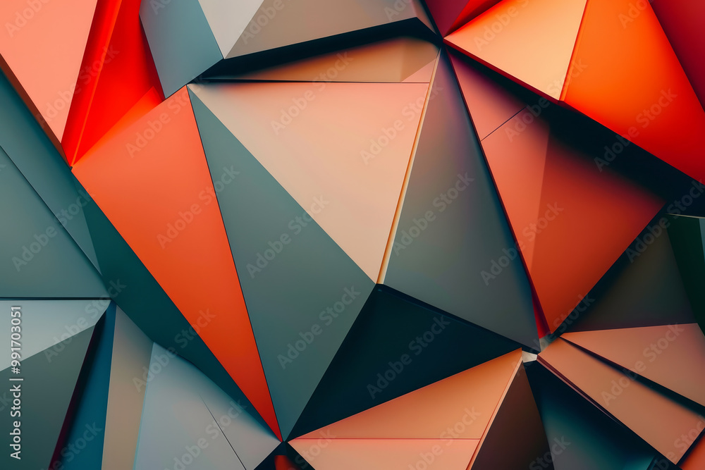 Poster the image is a colorful abstract design made up of triangles and squares
