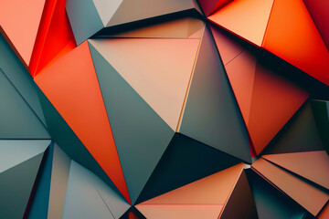 The image is a colorful abstract design made up of triangles and squares