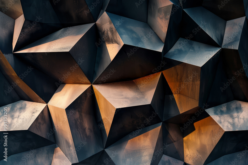 Poster the image is a close up of a wall with a lot of sharp angles and a lot of brown