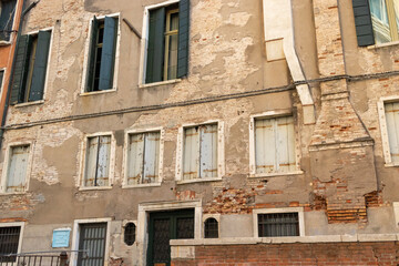 medieval structures on venice canals italy