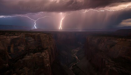 Lightning Above a Canyon