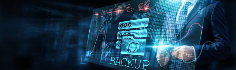 Backup specialist meticulously analyzes backup data, constructing graphs to visualize storage...