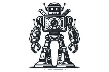 Robot silhouette vector illustrations