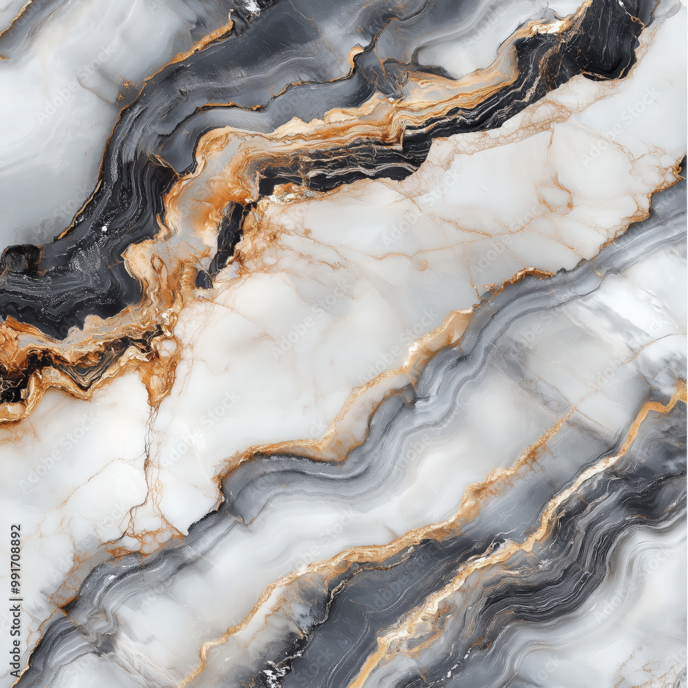 Poster abstract marble texture with gold veins and gray patterns.