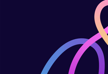 Neon Color Gradient squiggle lines. Scribble stripe with wavy elements. Abstract organic dynamic colorful Sshapes on dark background.