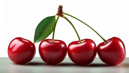 Cherry fruit with a leaf attached