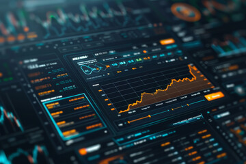 Fototapeta premium A computer screen displays a number of graphs and charts