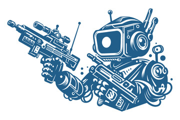 Naklejka premium Robot silhouette vector illustrations